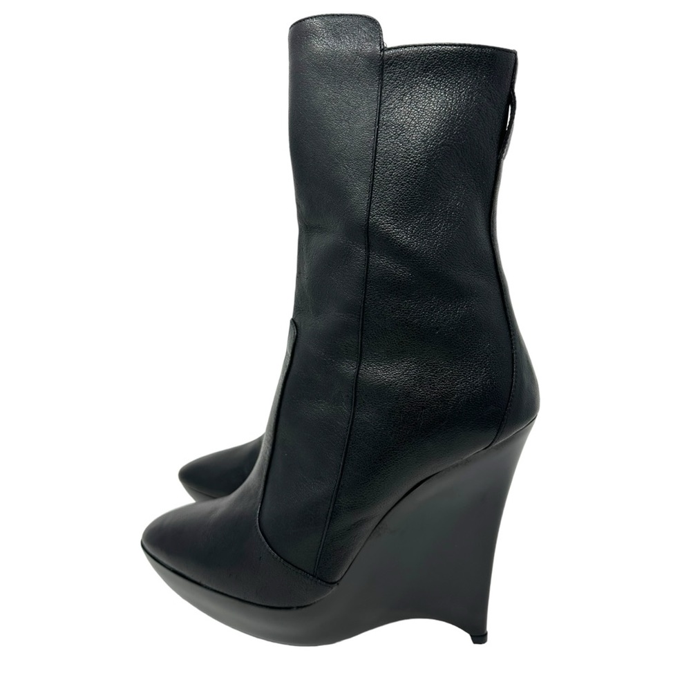 Balenciaga Black Leather Wedge Ankle Boots - Picture 2 of 12